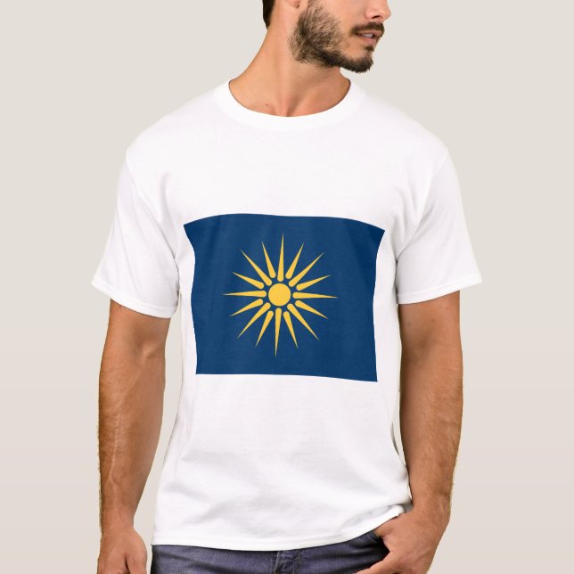 T-shirt T Shirt with Flag of Macedonia, Greece (Devant)