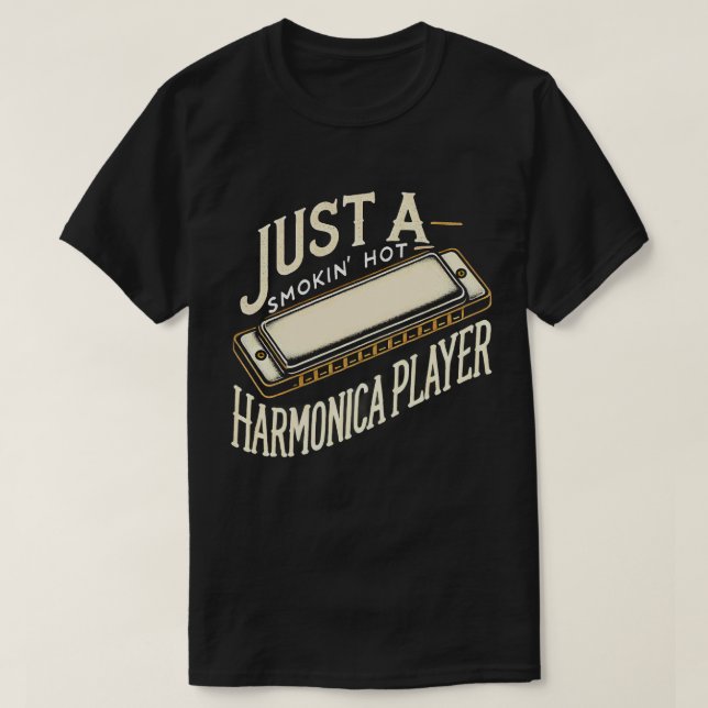 T-shirt TA109-Harmonica Player T Shirt Jazz Blues Music Ts (Design devant)