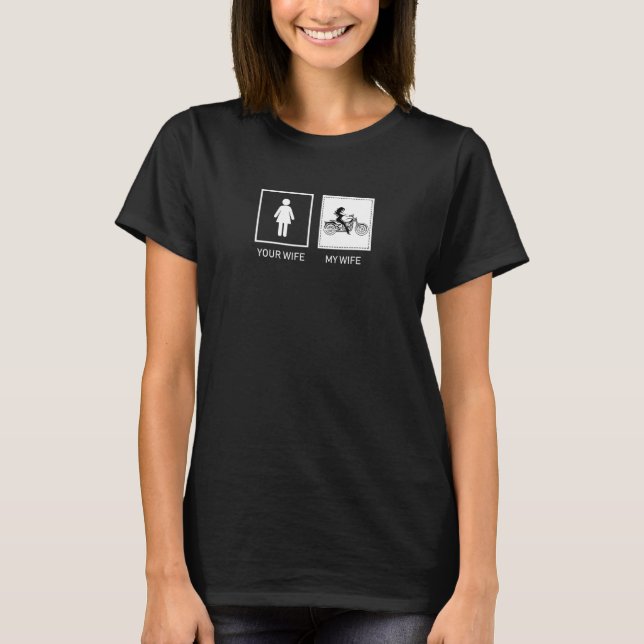 T-shirt TA FEMME MA FEMME Chemise Sur Une Moto Drôle Cadea (Devant)