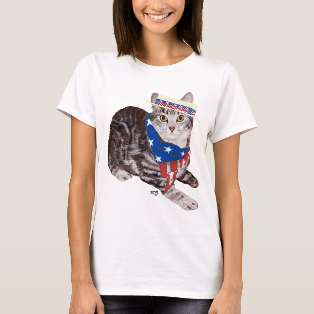 T-shirt Tabby Cat Patriotique Américain Shorthair (Devant)