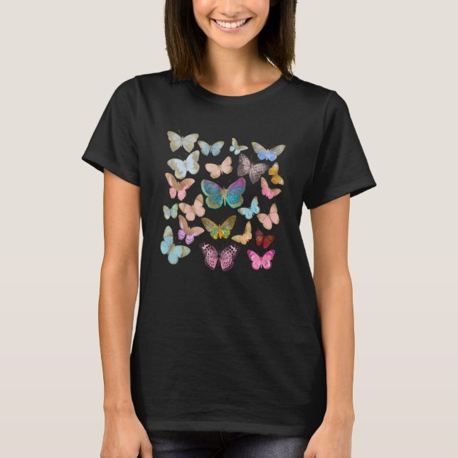 T-shirt Tableau de collage papillon esthétique Inspire Vin (Devant)