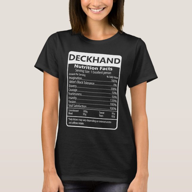 T-shirt Tableau de la valeur nutritive de Deckhand (Devant)