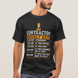 T-shirt Tableau des prix horaires de l'entrepreneur Contra