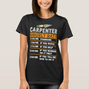 T-shirt Tableau des prix horaires du travail du charpentie