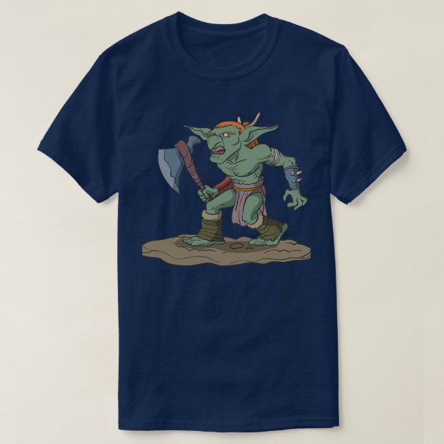 T-shirt Tableau jeu de rôle figure gobelin avec ax (Design devant)