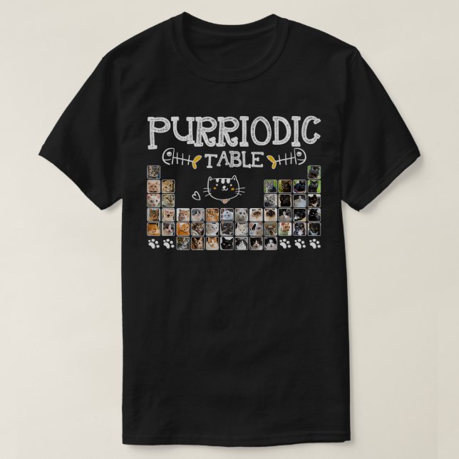 T-shirt Tableau périodique Chat Funny Chat Chimie Table de (Design devant)