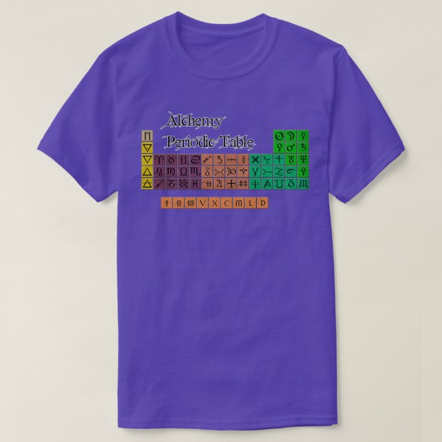 T-shirt Tableau périodique de l'alchimie (Design devant)