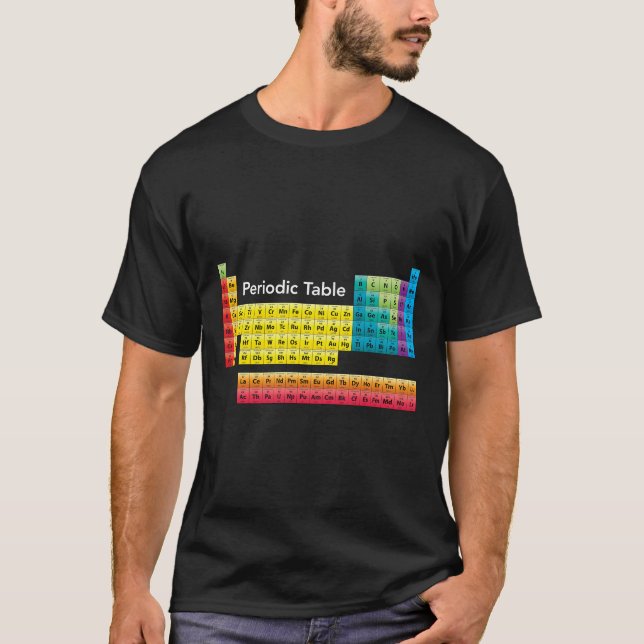 T-shirt Tableau périodique des couleurs des éléments (Devant)