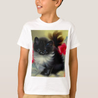 Tableau vintage de chaton noir et blanc