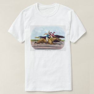 T-shirt Tableau vintage D'Une Scène De Course De Cheval, C