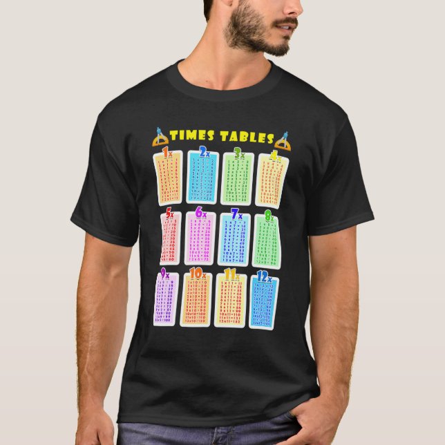 T-shirt Tableaux De Multiplication Mathématiques Apprentis (Devant)