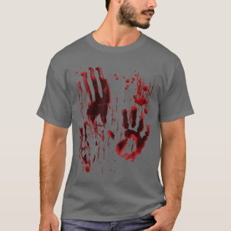 T-shirt Tache de sang éclaboussé de sang Empreinte de main