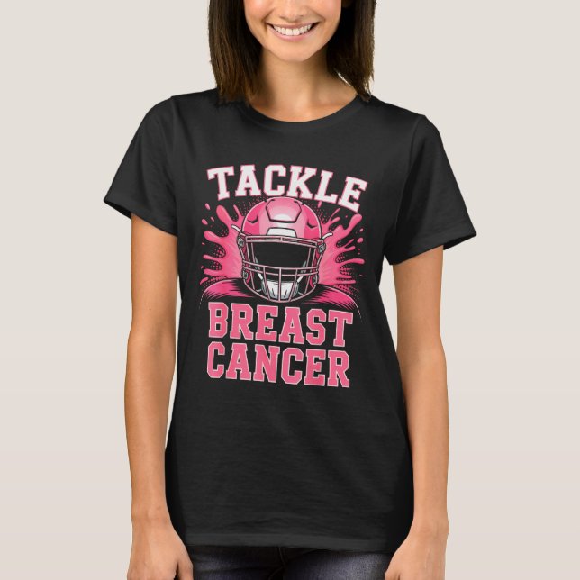 T-shirt Tackle Football Breast Cancer Awareness Nk Ribbon  (Devant)