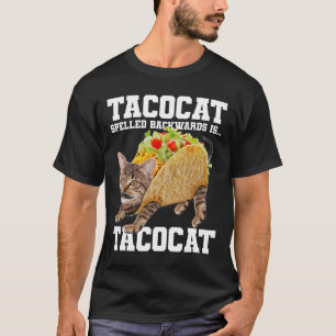 T-shirt Taco Chat Écrit À L'Arrière Est Tacocat Mème Silly