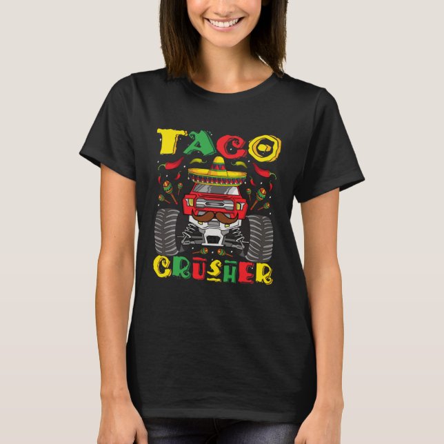 T-shirt Taco Croisher Monster Truck Toddler Boys Cinco De  (Devant)