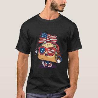 T-shirt Taco Sunglasses American Flag Usa 4Th Of July