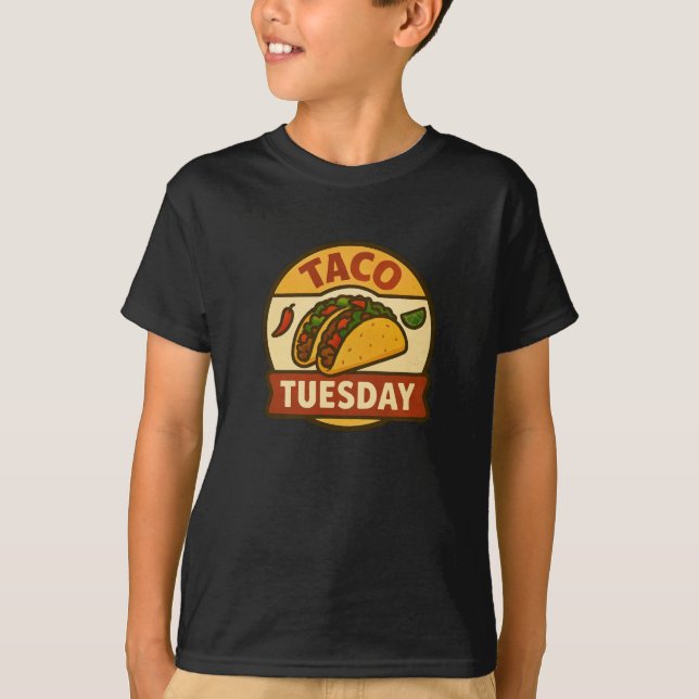 T-shirt Taco Tuesday Retro Badge (Devant)