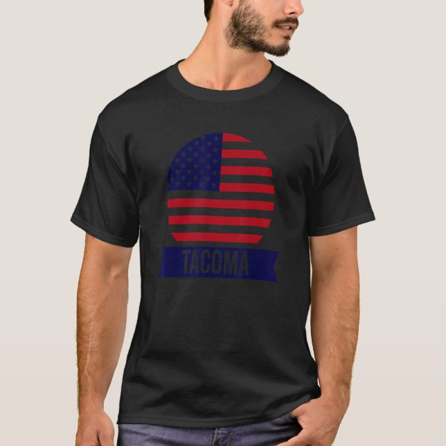 T-shirt Tacoma USA Nom américain Drapeau US 1 (Devant)