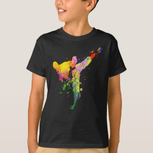 T-shirt Tae Kwon Do Karate Silhouette colorée pour filles
