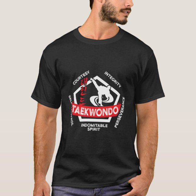 T-shirt Taekwondo 5 Tenets Mial Ata Itf Tae Kwon Do (Devant)