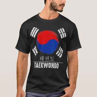 T-shirt Taekwondo caractères hangul ceinture noire Trai