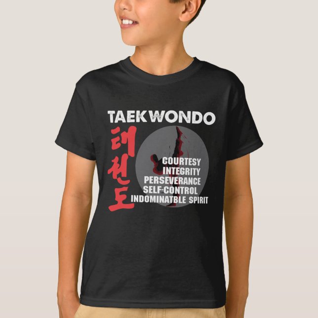 T-shirt Taekwondo Tenets Martial Arts Tae kwon do (Devant)