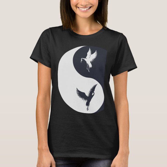 T-shirt Tai Chi Grue Blanche Yin Yang Qi Gong Chinois Blan (Devant)