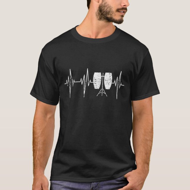T-shirt Tambour de Conga - battement de coeur affligé de (Devant)