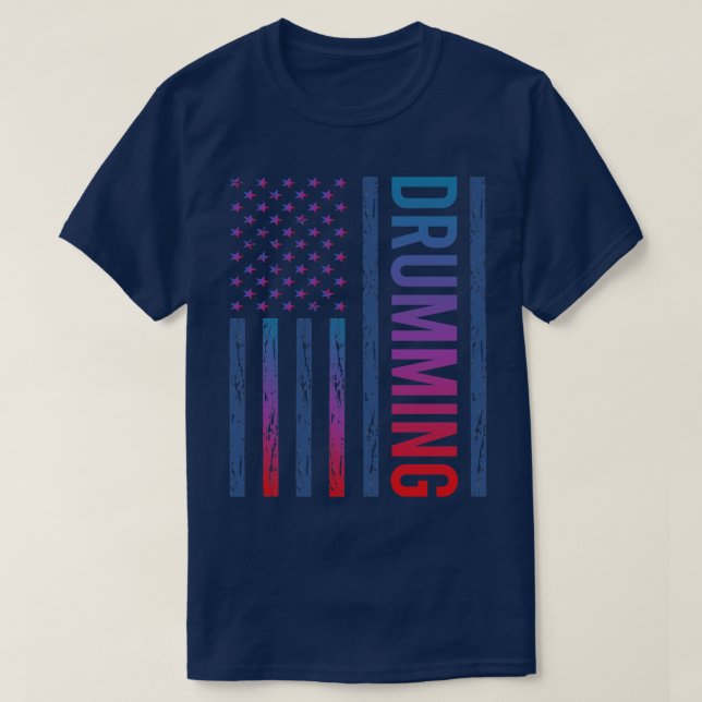 T-shirt Tambours à tambours à tambour à drapeau rayonnant (Design devant)