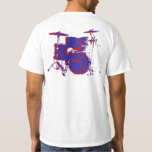 T-shirt tambours bleu roux blanc