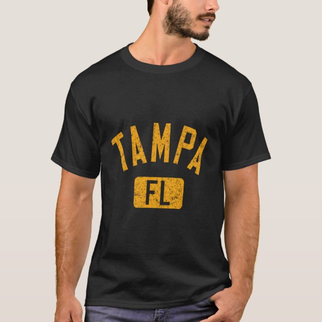 T-shirt Tampa Fl Texte Arboré Ambre Perdu (Devant)