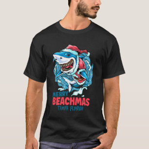 T-shirt Tampa Floride Joyeux Beachmas Noël Requin Père Noë