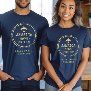 T-shirt Tampon de passeport Jamaïque Famille Vacances bleu