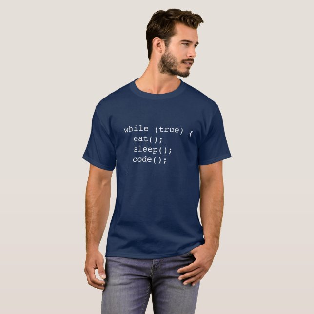 T-shirt Tandis que vrai mangez le code de sommeil (Devant entier)