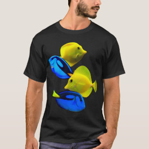 T-shirt Tang jaune Tang bleu Poisson d'aquarium récifal en