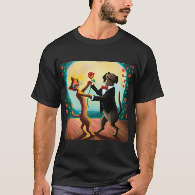 T-shirt Tango Dansant Chat Et Chien Dans Le Club De Danse  (Devant)
