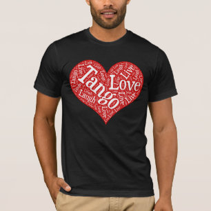 T-shirt Tango Love Live and Lauder Red Heart Word Art
