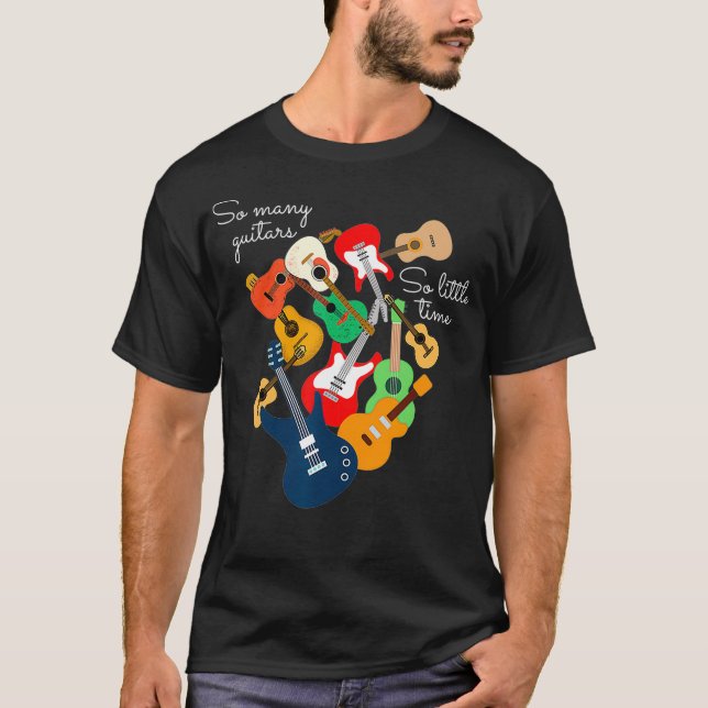 T-shirt Tant de guitares si peu de guitare temps Hommes Fe (Devant)