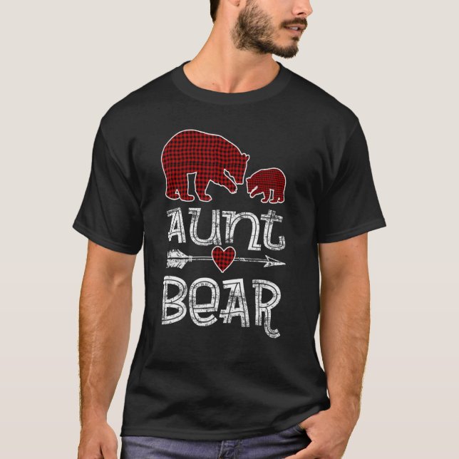 T-shirt Tante Bear Buffalo Red Plaid flèche Pyjama de Noël (Devant)