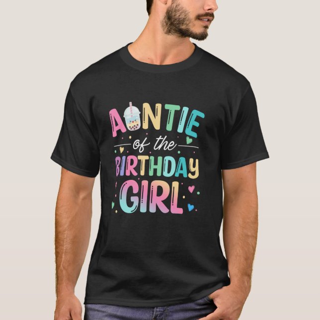 T-shirt Tante De L'Anniversaire Fille Bubble Boba Tea Part (Devant)