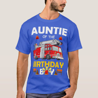 T-shirt Tante De L'Anniversaire Garçon Pompier Camion D'In