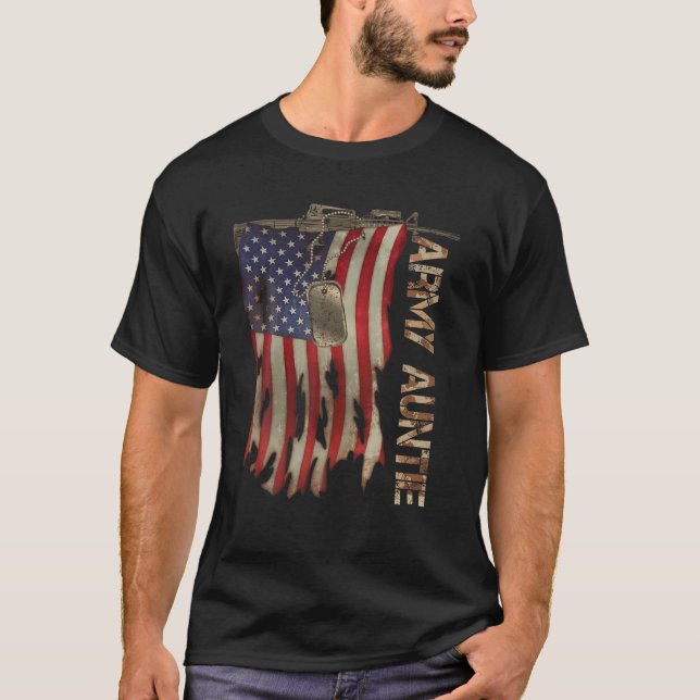 T-shirt Tante de l'armée Anciens combattants rétro US Drap (Devant)