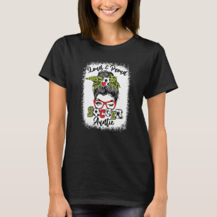T-shirt Tante De Soccer Forte Et Fière, Messy Bun Bleached