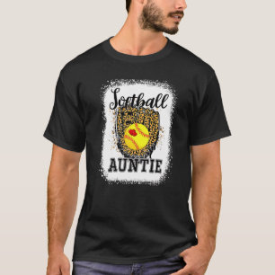 T-shirt Tante de softball bleu Tante de Jour de Leopard