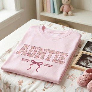 T-shirt Tante Floral Lettre d'Université Coquette Nœud Sur
