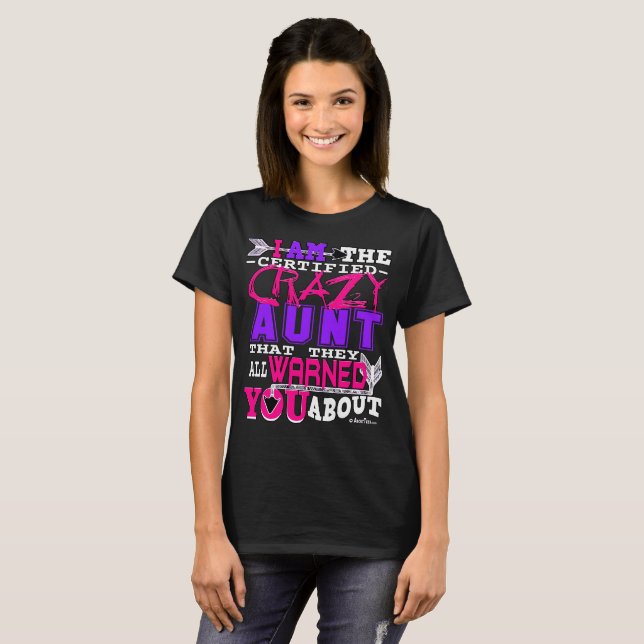 T-shirt Tante folle certifiée drôle (Devant entier)