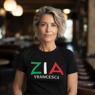 T-shirt Tante italienne Zia Vert Blanc Rouge