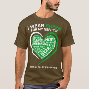T-shirt Tante Oncle Green Ribbon Cadeau Nephew Cérébrale