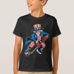 T-shirt Tante Sam Hockey Drapeau Américain Usa Sport 4 Jui