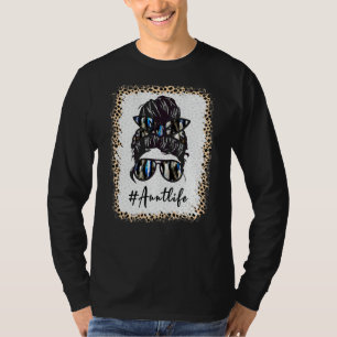 T-shirt Tante Vie Bleached Auntlife Leopard Messy Bun Moth